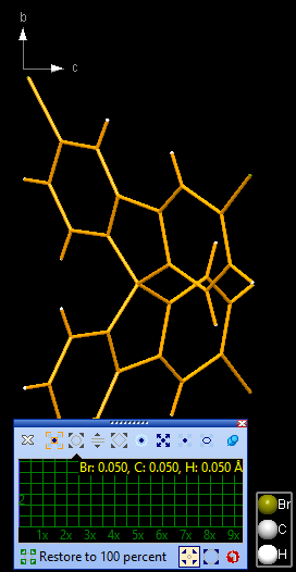 Mouse wheel mode Atom Radii with atom radii scaled to minimum