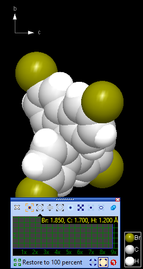 Mouse wheel mode Atom Radii with atom radii scaled to maximum (space-filling)