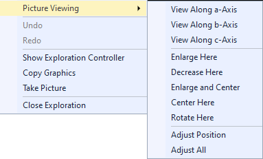 Context menu of graphics view with Picture Viewing sub-menu open