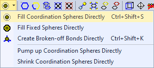 Coordination Spheres toolbar button and dropdown menu