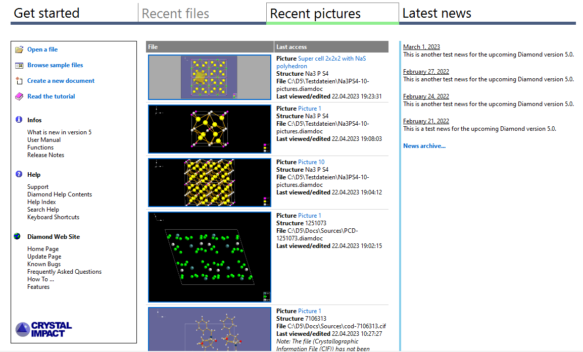 Screenshot of Start page